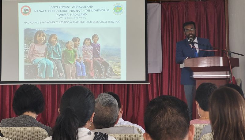Shanavas speaking at the State Level Orientation and Sensitization on NEP-The Lighthouse (NECTAR) at Hotel Vivor, Kohima on October 12. (Morung Photo)